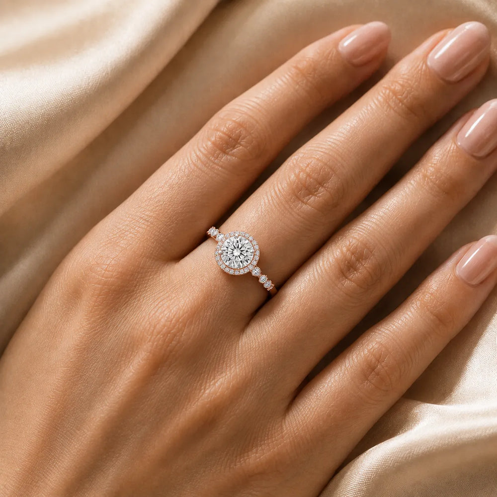 Halo Crown Pear Diamond Ring