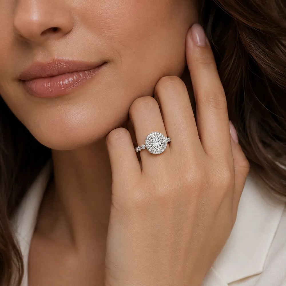 Halo Crown Pear Diamond Ring