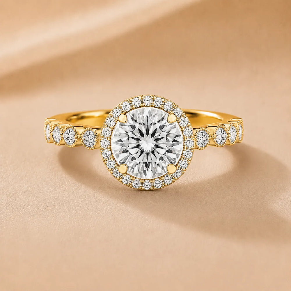 Halo Crown Pear Diamond Ring