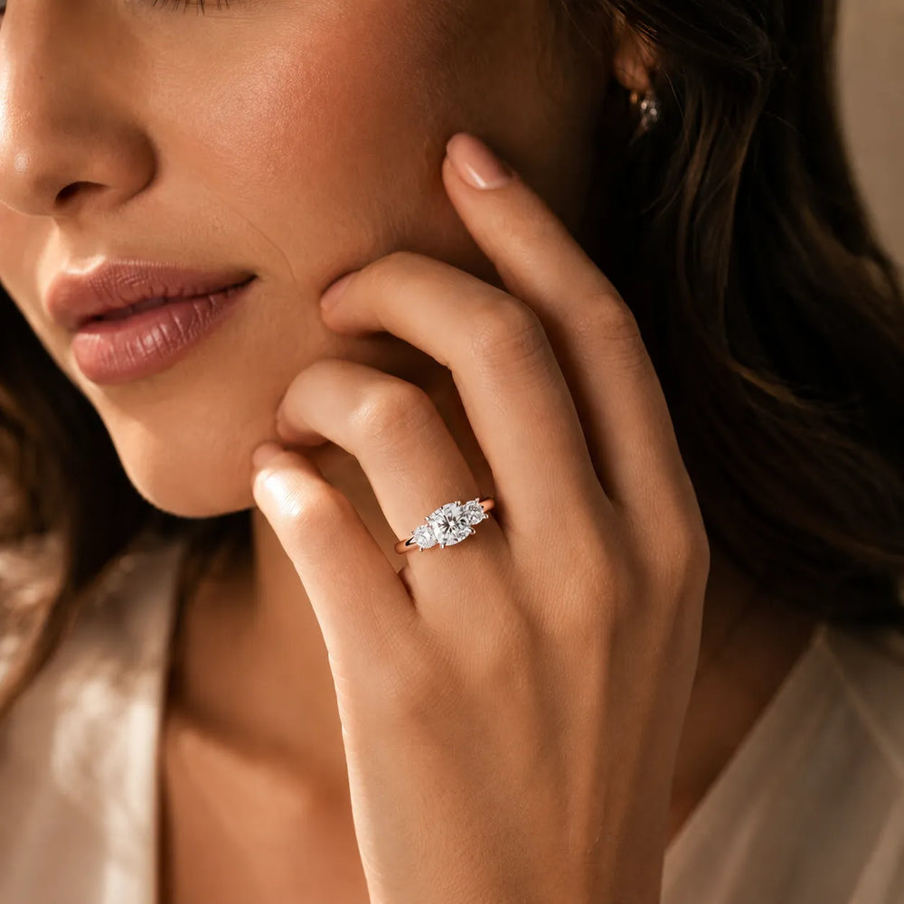 Crown Three-Stone With Round Cut Diamond