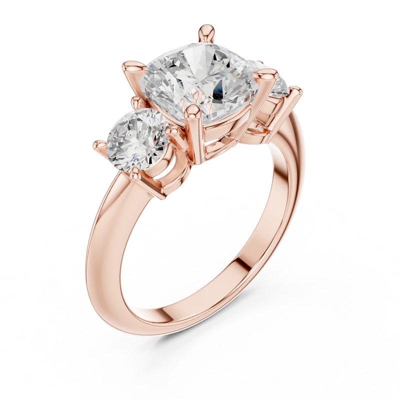 Crown Three-Stone With Round Cut Diamond