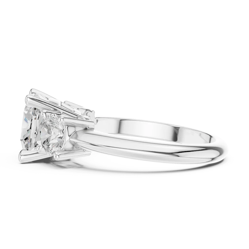 Crown Three-Stone With Round Cut Diamond