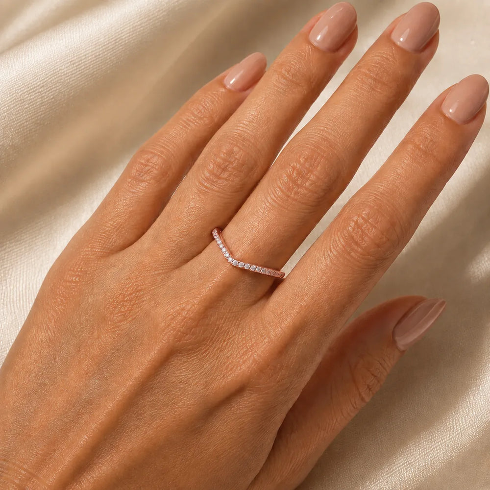 V-Curve Diamond Elegance Ring Band
