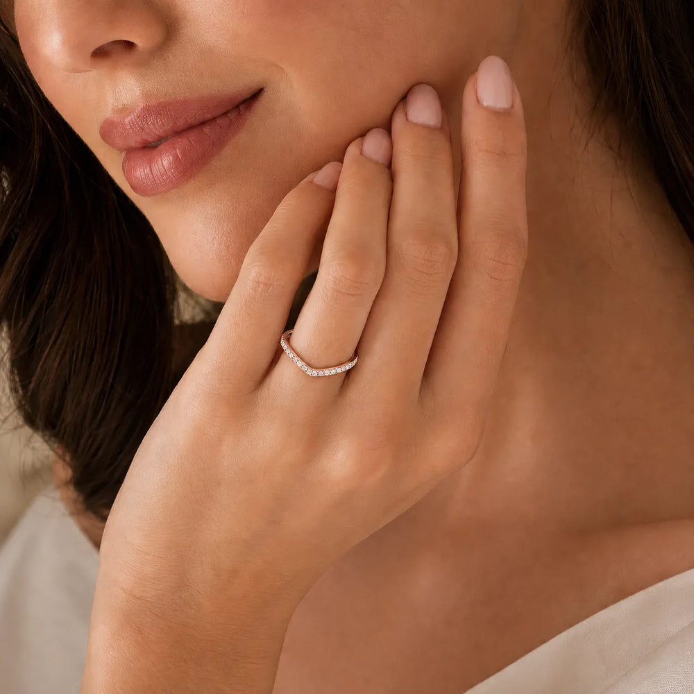 V-Curve Diamond Elegance Ring Band