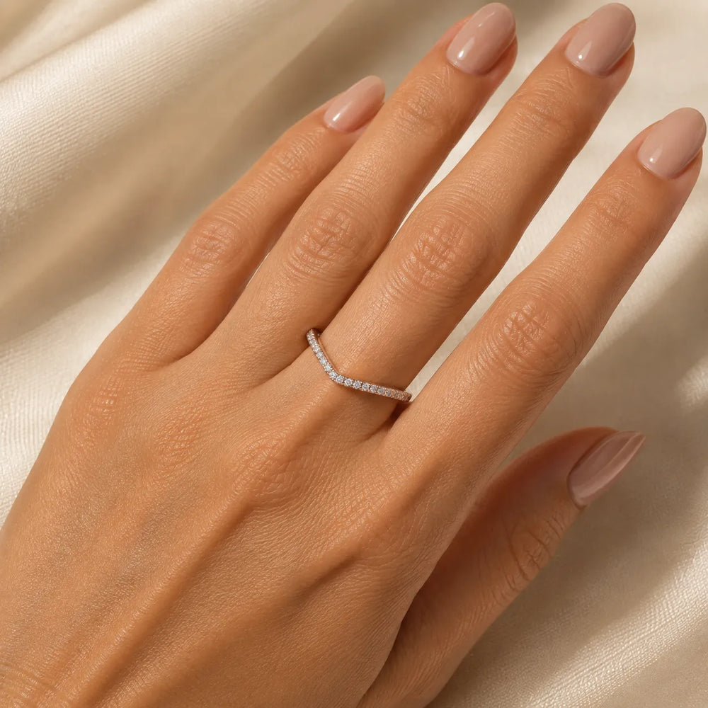 V-Curve Diamond Elegance Ring Band