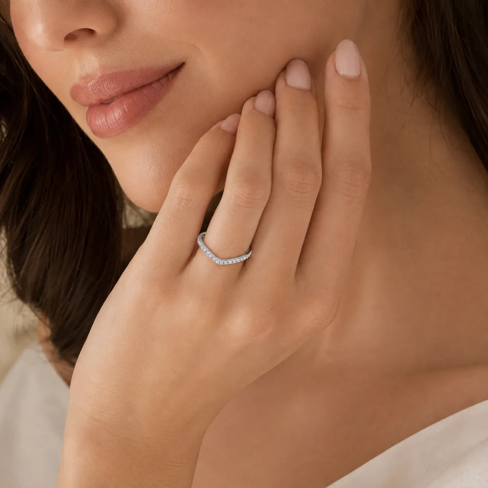 V-Curve Diamond Elegance Ring Band