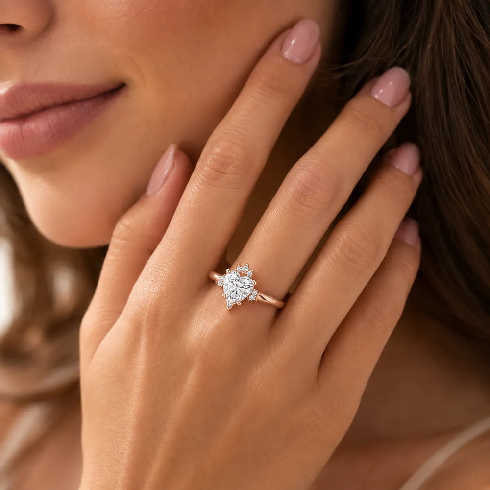 Luxury Cut Diamond Ring with Diamond Halo Accents