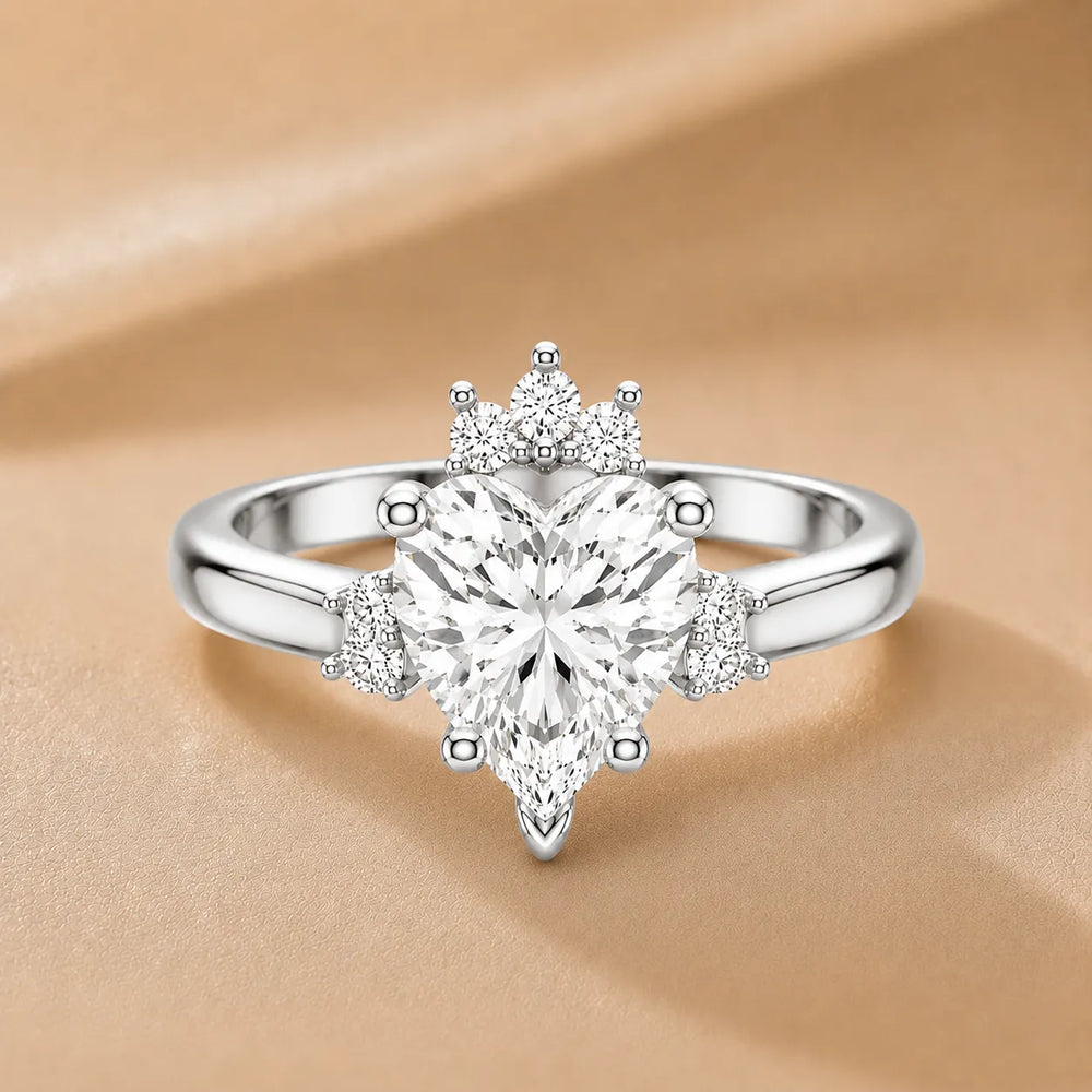 Luxury Cut Diamond Ring with Diamond Halo Accents