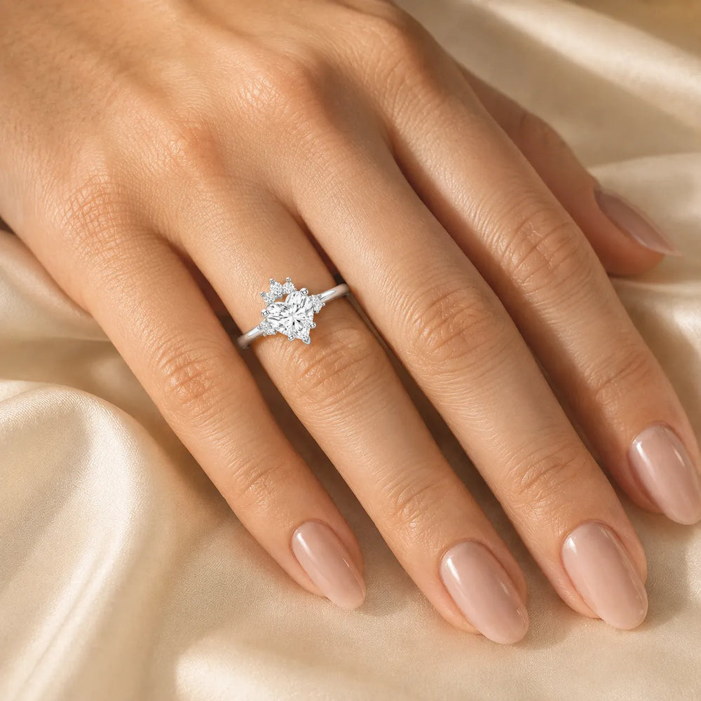 Luxury Cut Diamond Ring with Diamond Halo Accents