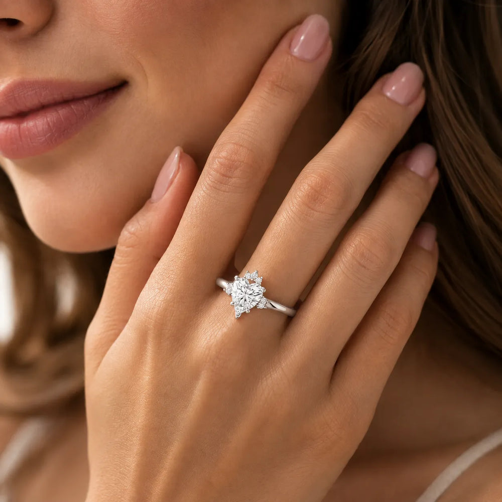 Luxury Cut Diamond Ring with Diamond Halo Accents
