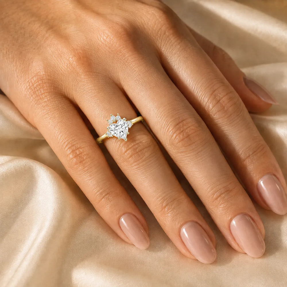 Luxury Cut Diamond Ring with Diamond Halo Accents