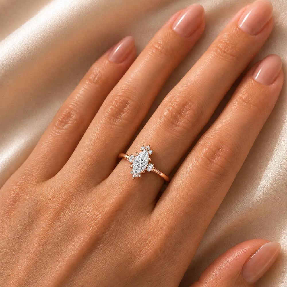 Luxury Cut Diamond Ring with Diamond Halo Accents