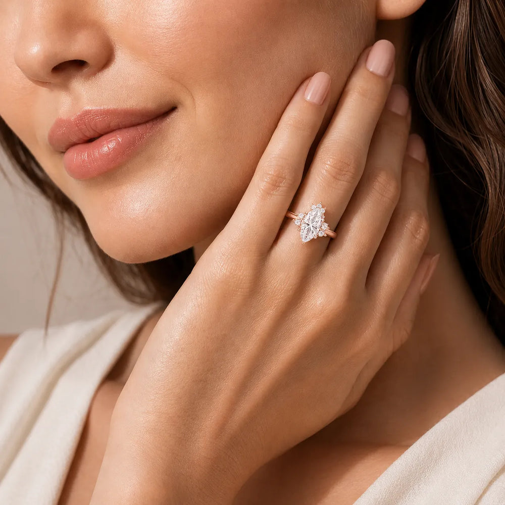 Luxury Cut Diamond Ring with Diamond Halo Accents