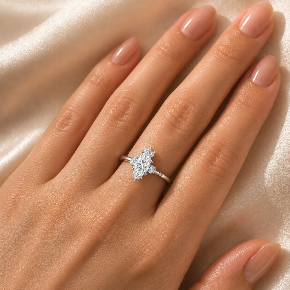Luxury Cut Diamond Ring with Diamond Halo Accents