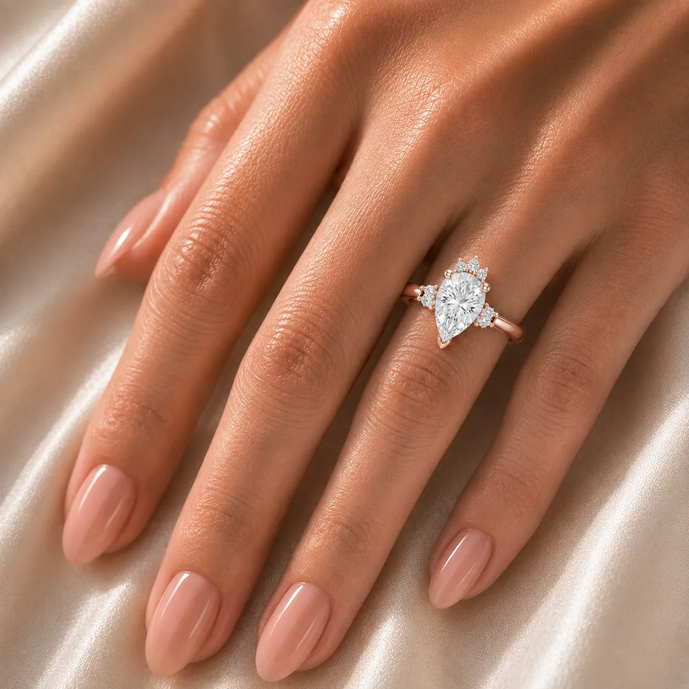 Luxury Cut Diamond Ring with Diamond Halo Accents