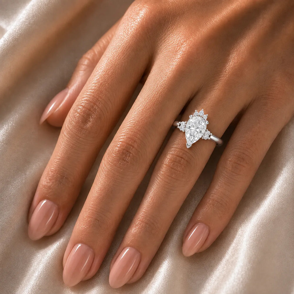 Luxury Cut Diamond Ring with Diamond Halo Accents