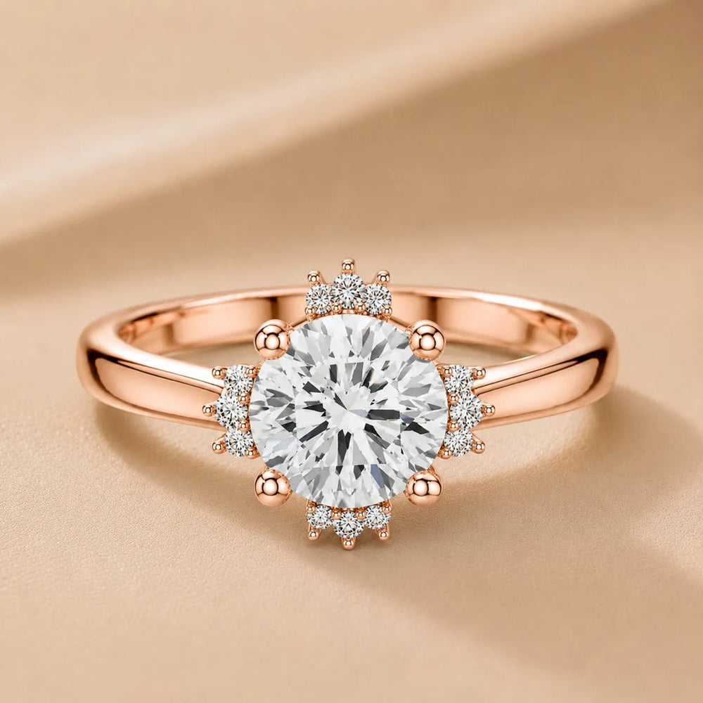 Luxury Cut Diamond Ring with Diamond Halo Accents
