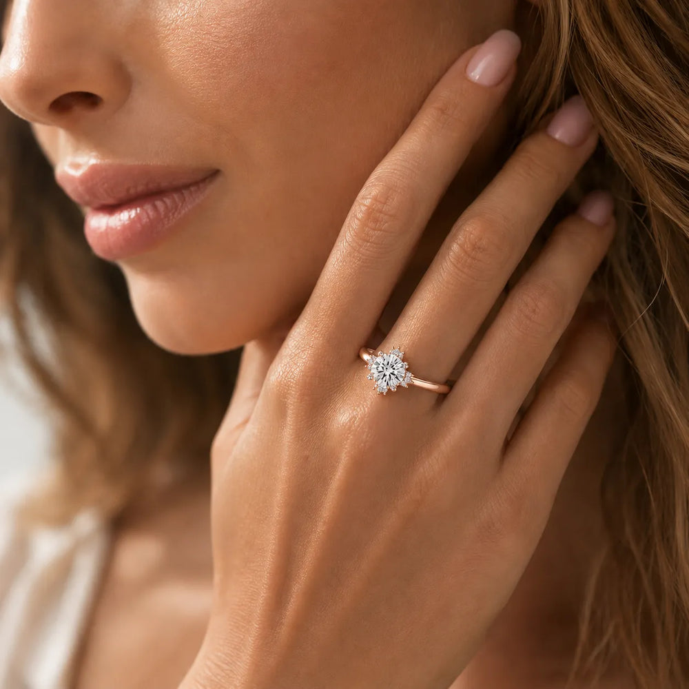 Luxury Cut Diamond Ring with Diamond Halo Accents