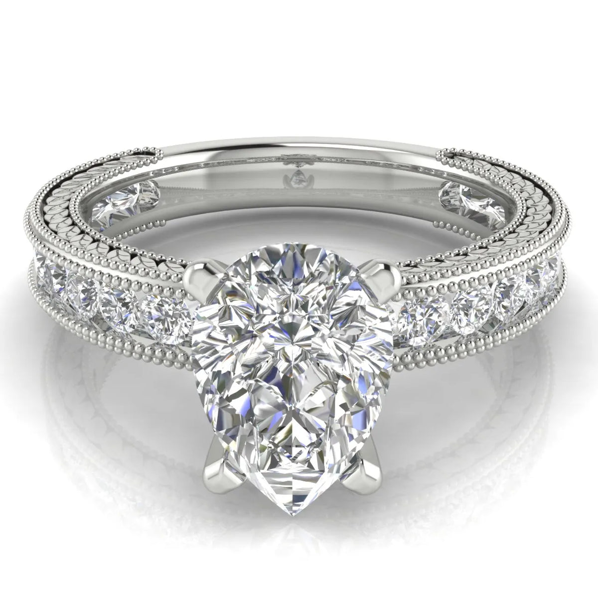 Vintage Milgrain Accent Solitaire Ring
