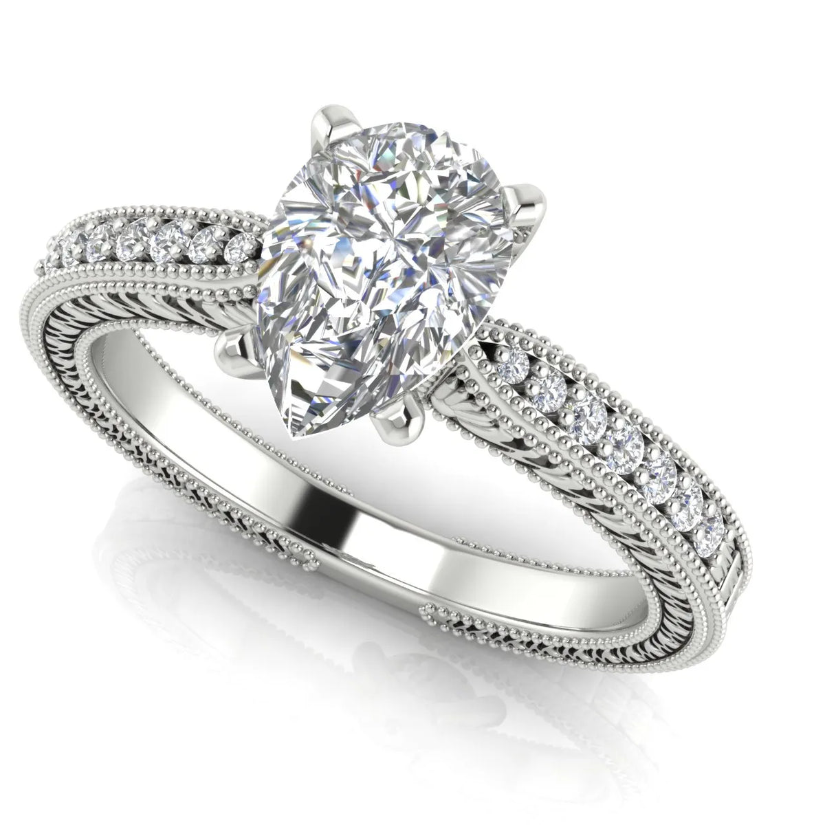Vintage-Inspired Solitaire Ring with Accent Stones