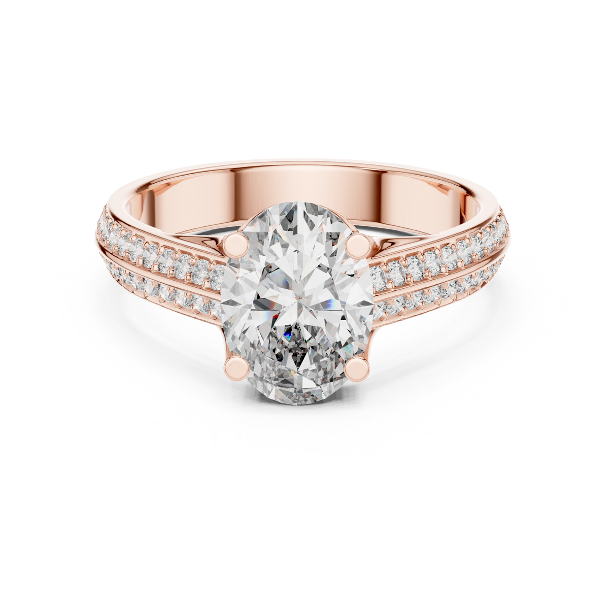 Serene Oval Ring with Side Stone
