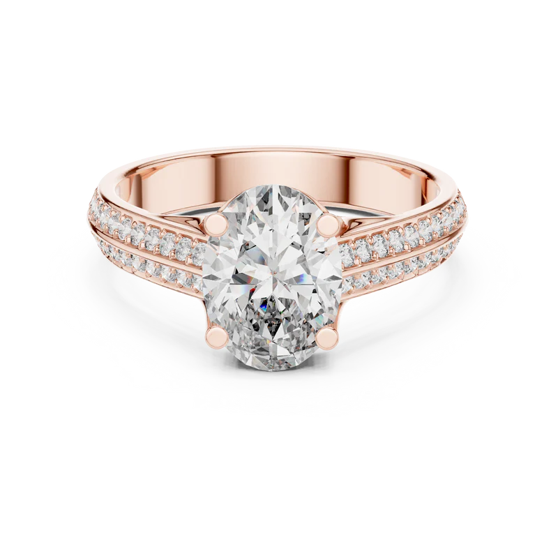 Serene Oval Ring with Side Stone
