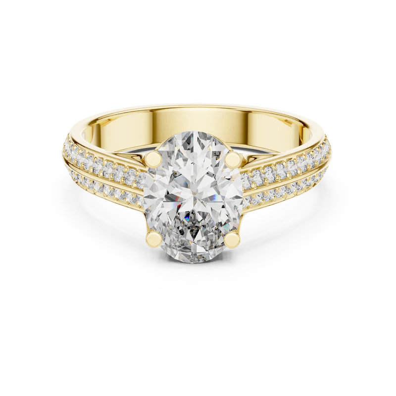 Serene Oval Ring with Side Stone