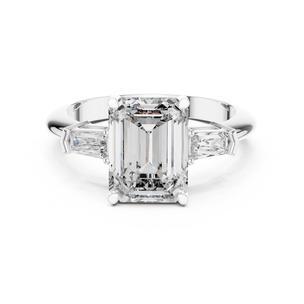 Elegance Ring with Customize baguette – Round (925 Sterling Silver)