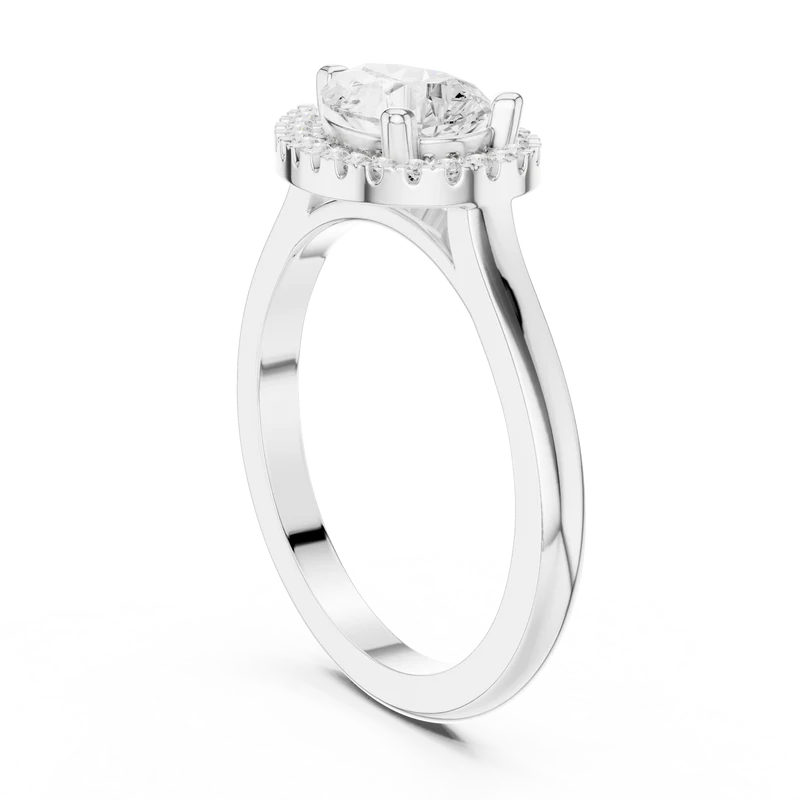 Halo Crown Pear Diamond Ring