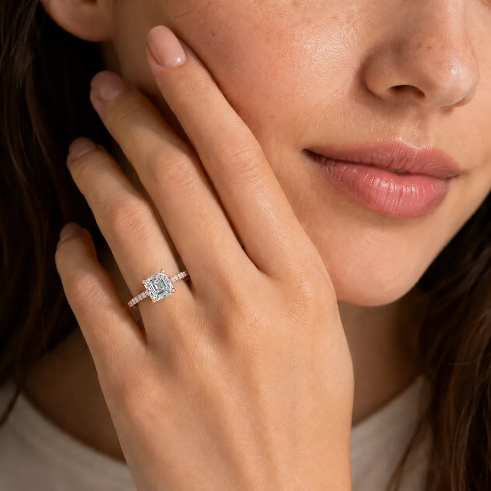 Delicate Pavé Accent Solitaire Ring