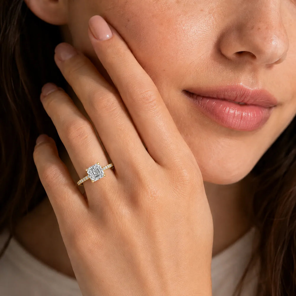 Delicate Pavé Accent Solitaire Ring