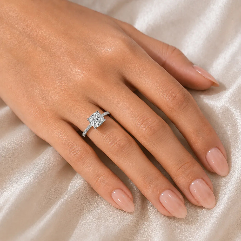 Delicate Pavé Accent Solitaire Ring