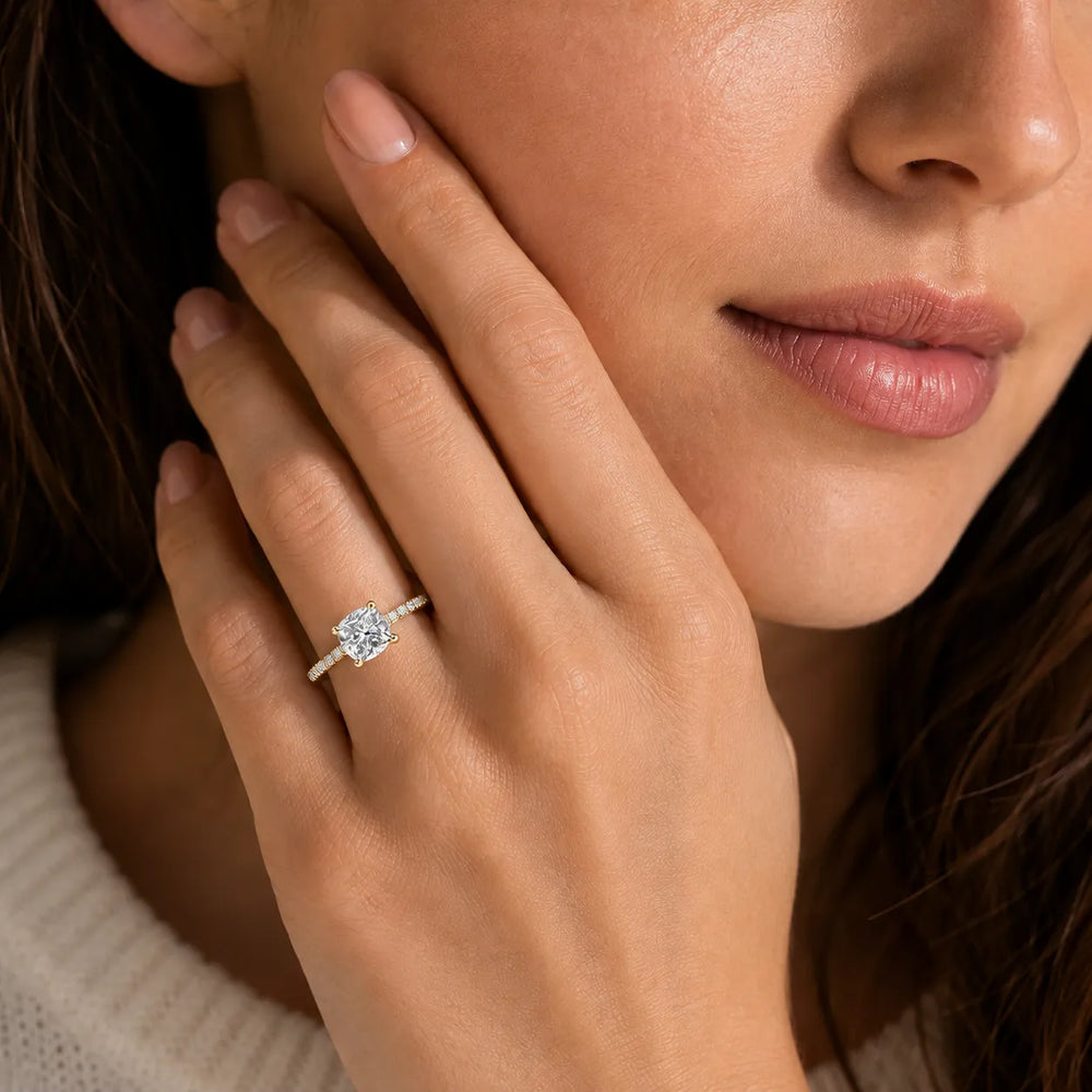 Delicate Pavé Accent Solitaire Ring