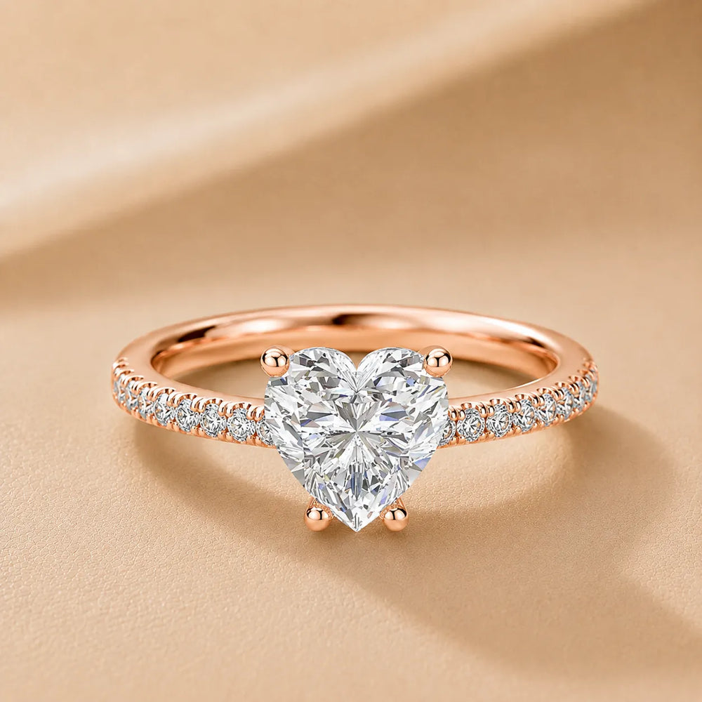 Delicate Pavé Accent Solitaire Ring