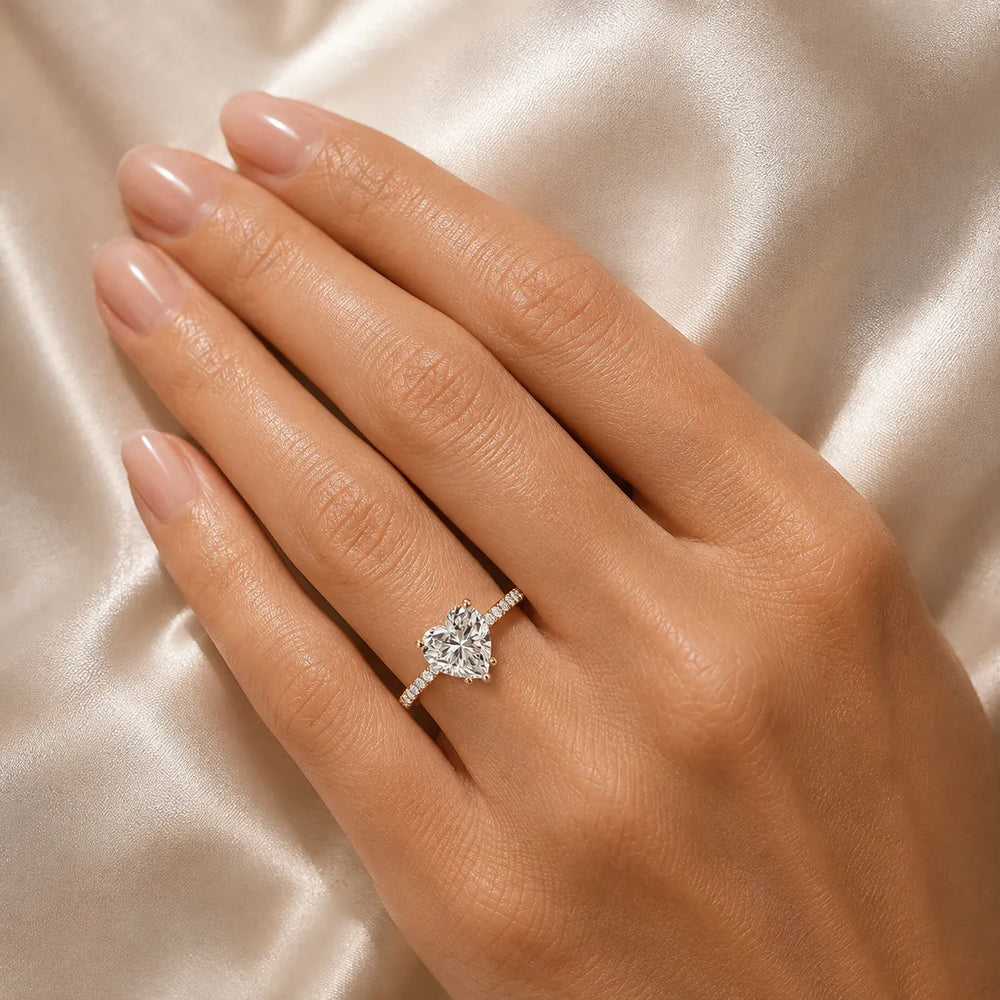Delicate Pavé Accent Solitaire Ring