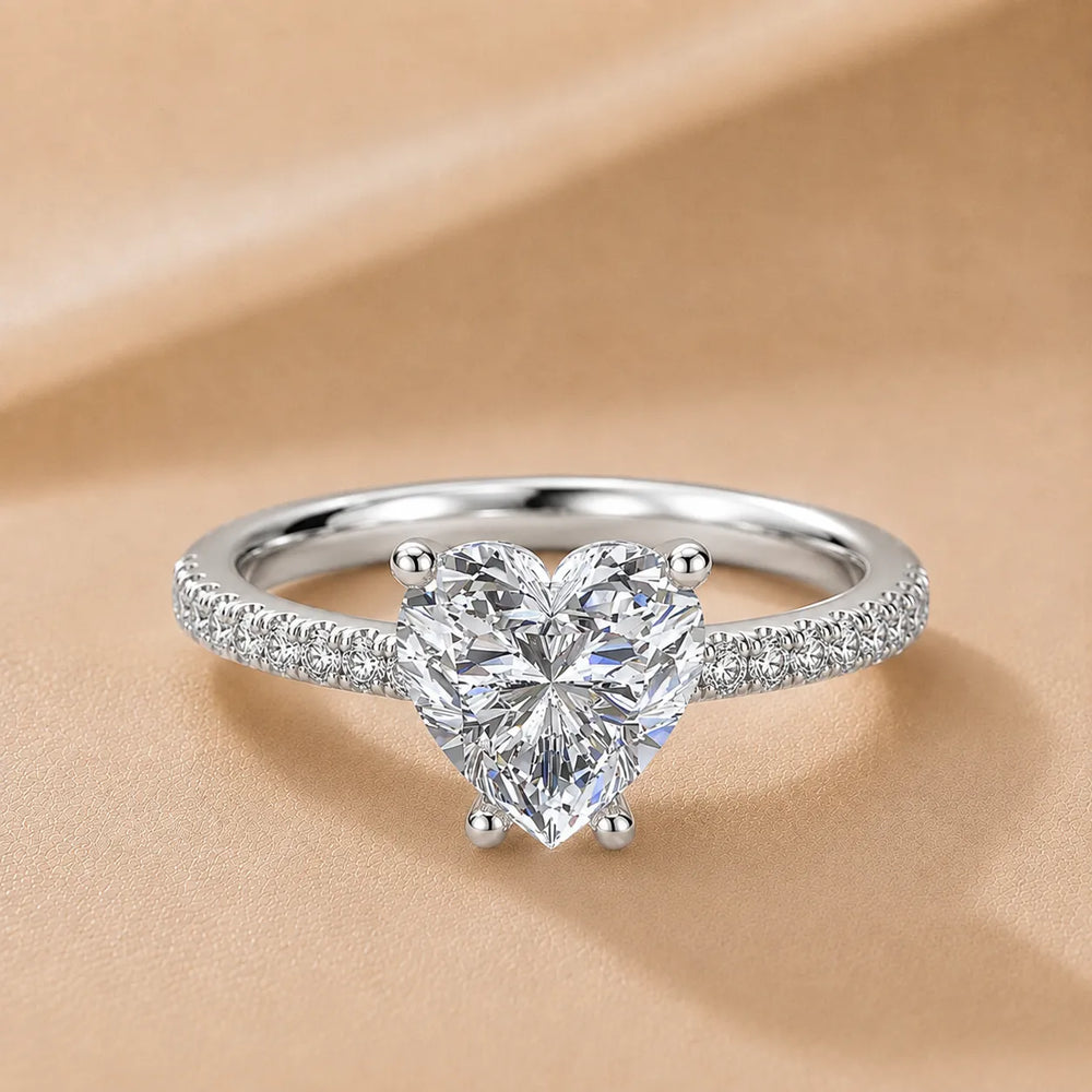 Delicate Pavé Accent Solitaire Ring