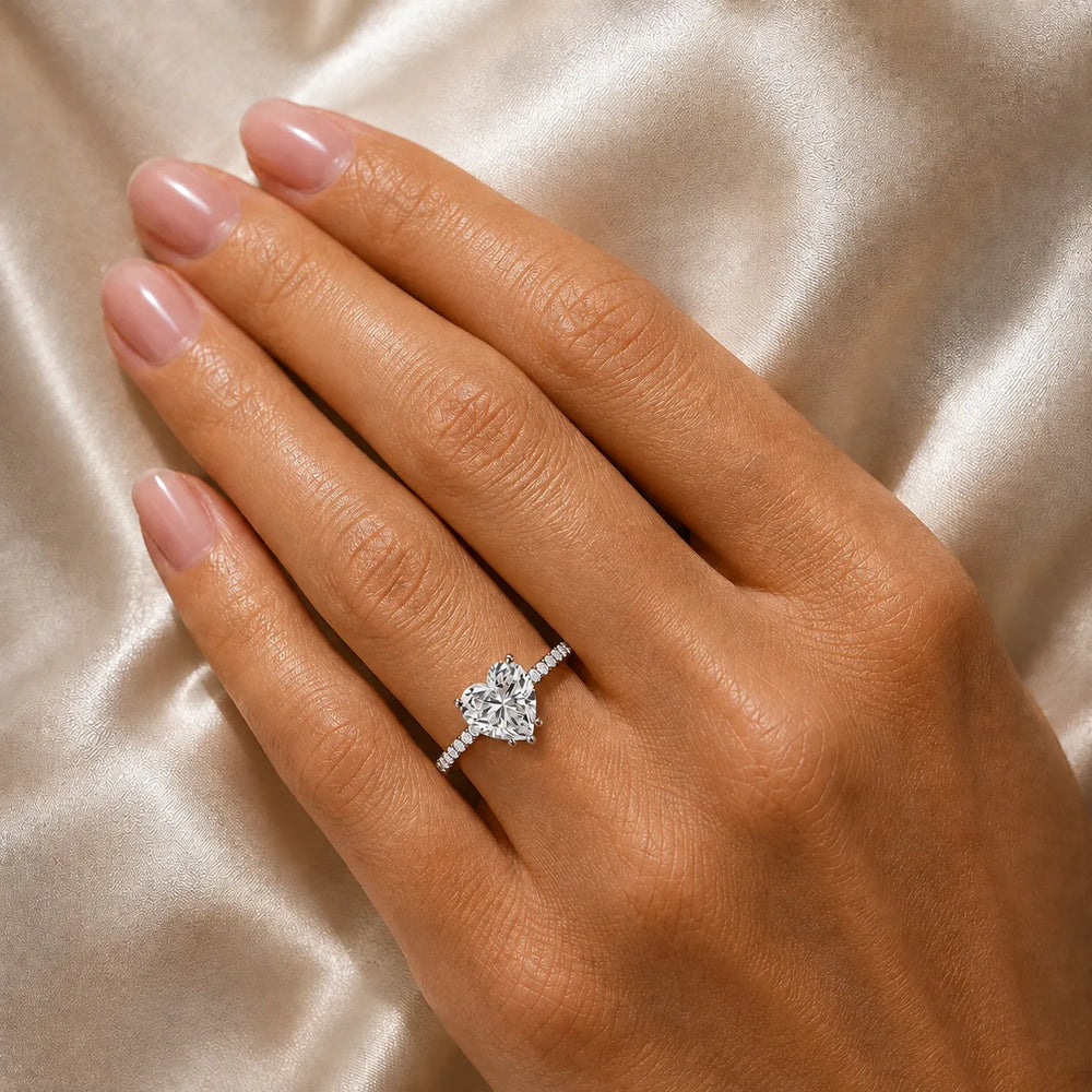 Delicate Pavé Accent Solitaire Ring