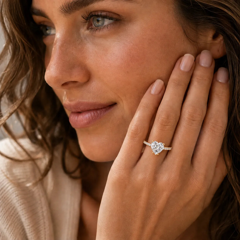Delicate Pavé Accent Solitaire Ring
