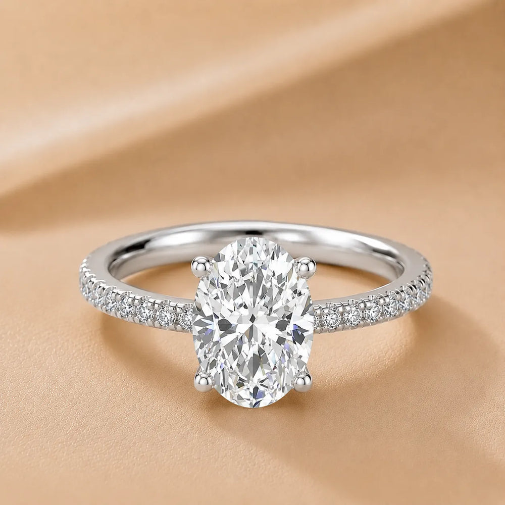 Delicate Pavé Accent Solitaire Ring