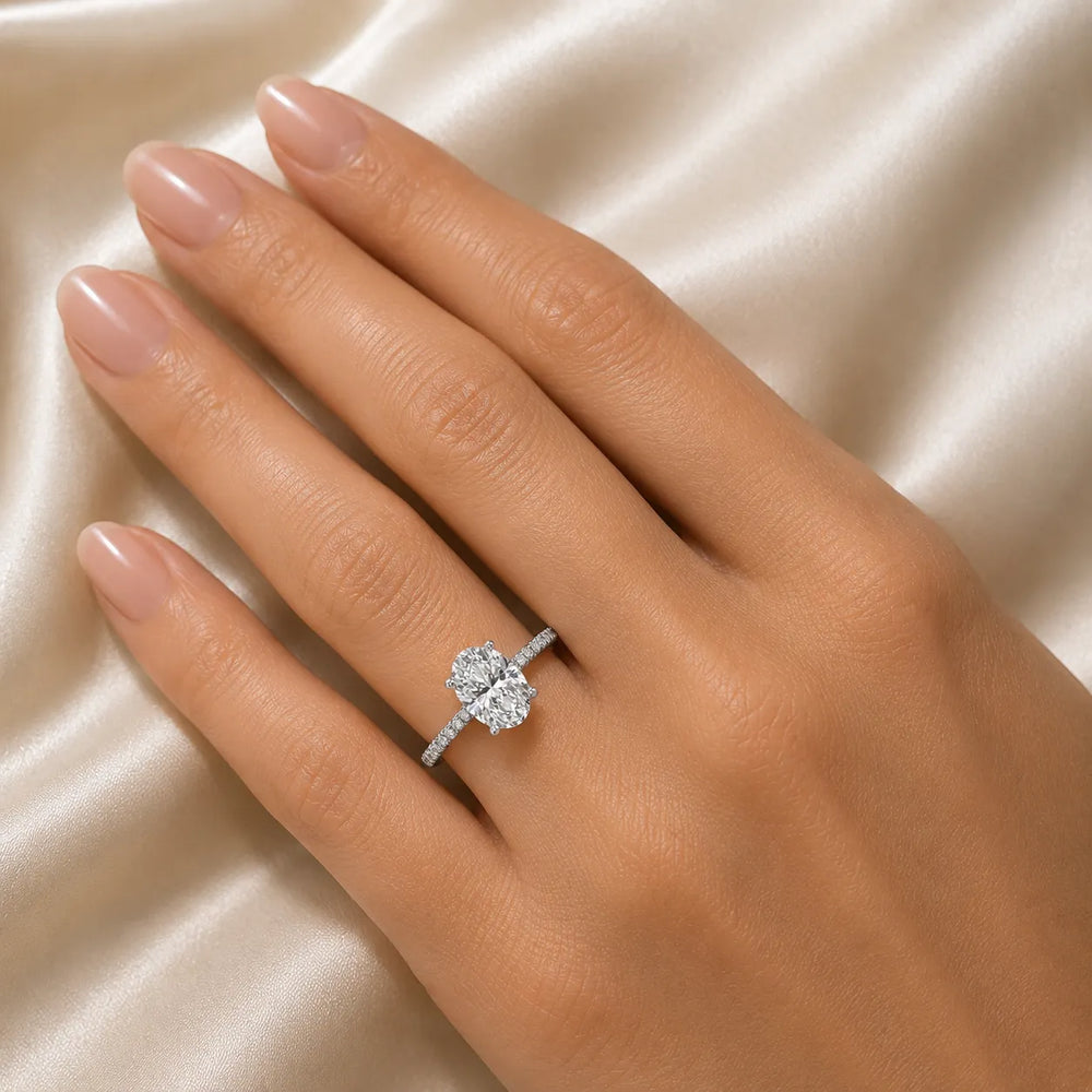 Delicate Pavé Accent Solitaire Ring