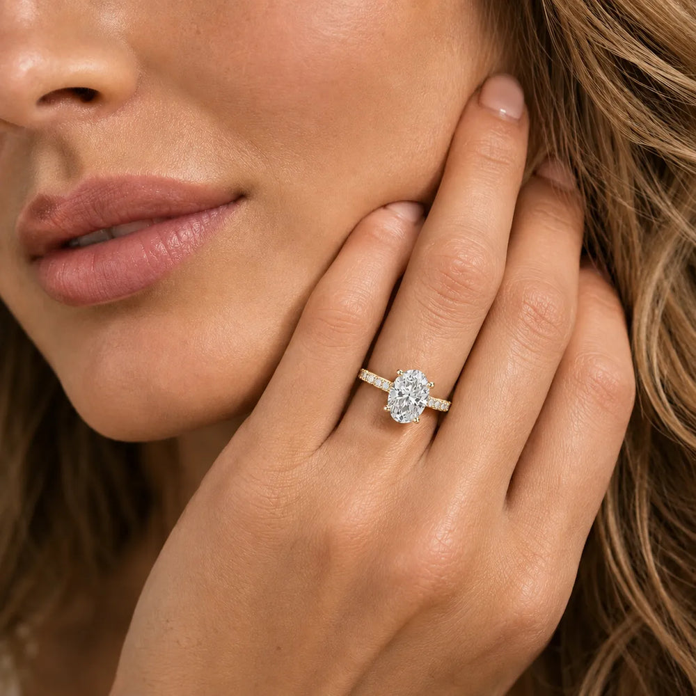 Delicate Pavé Accent Solitaire Ring
