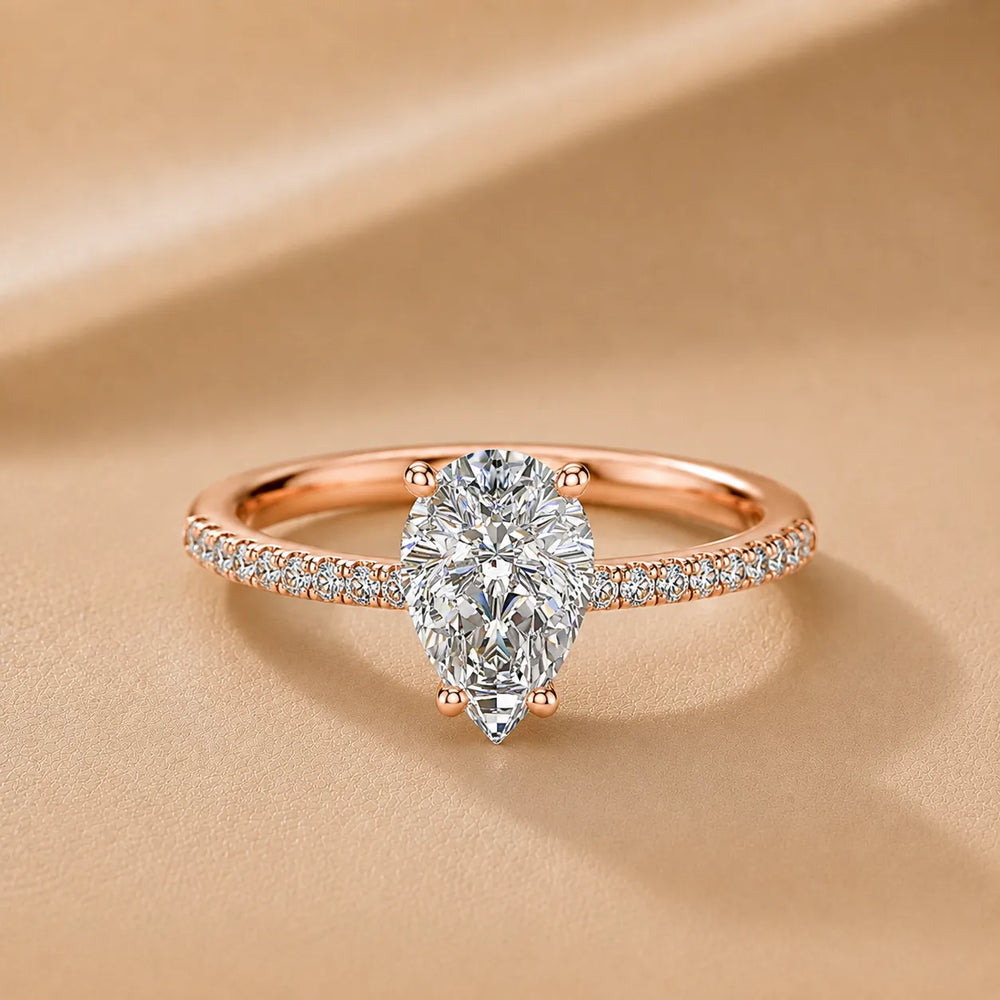 Delicate Pavé Accent Solitaire Ring