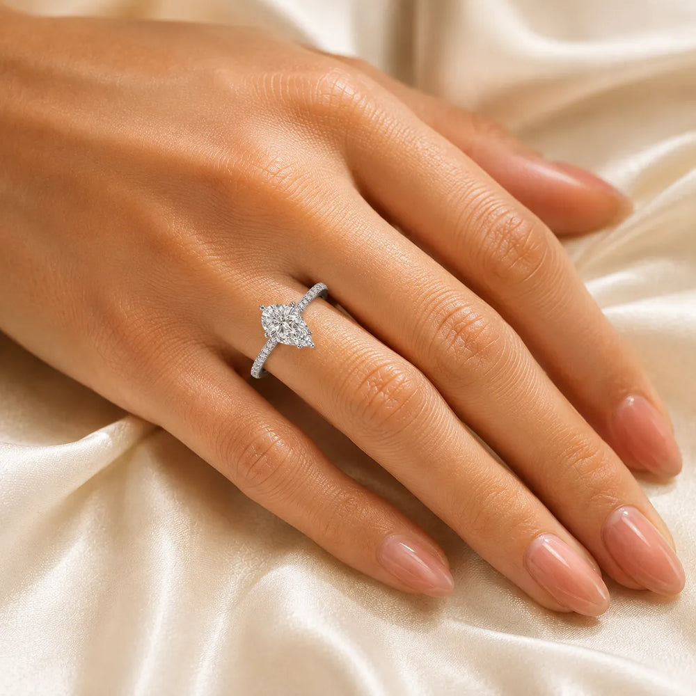 Delicate Pavé Accent Solitaire Ring