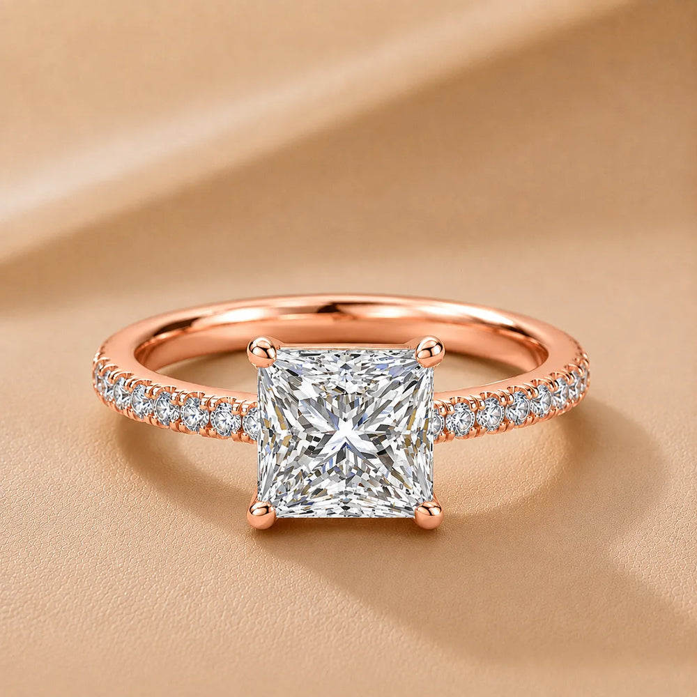 Delicate Pavé Accent Solitaire Ring