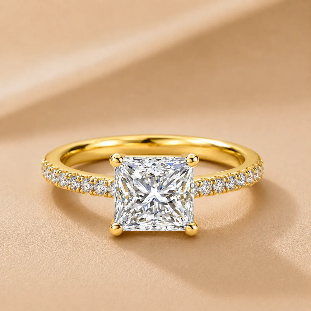 Delicate Pavé Accent Solitaire Ring