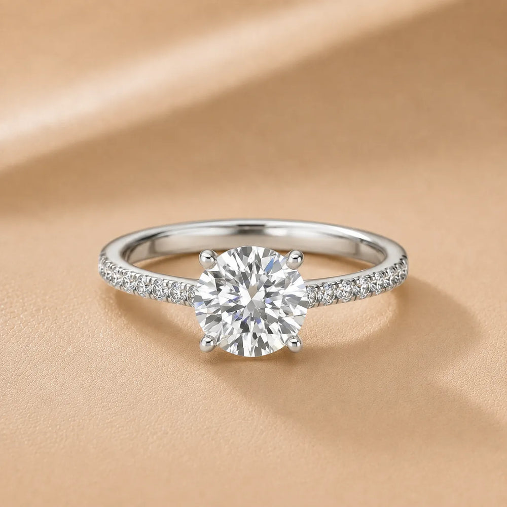 Delicate Pavé Accent Solitaire Ring