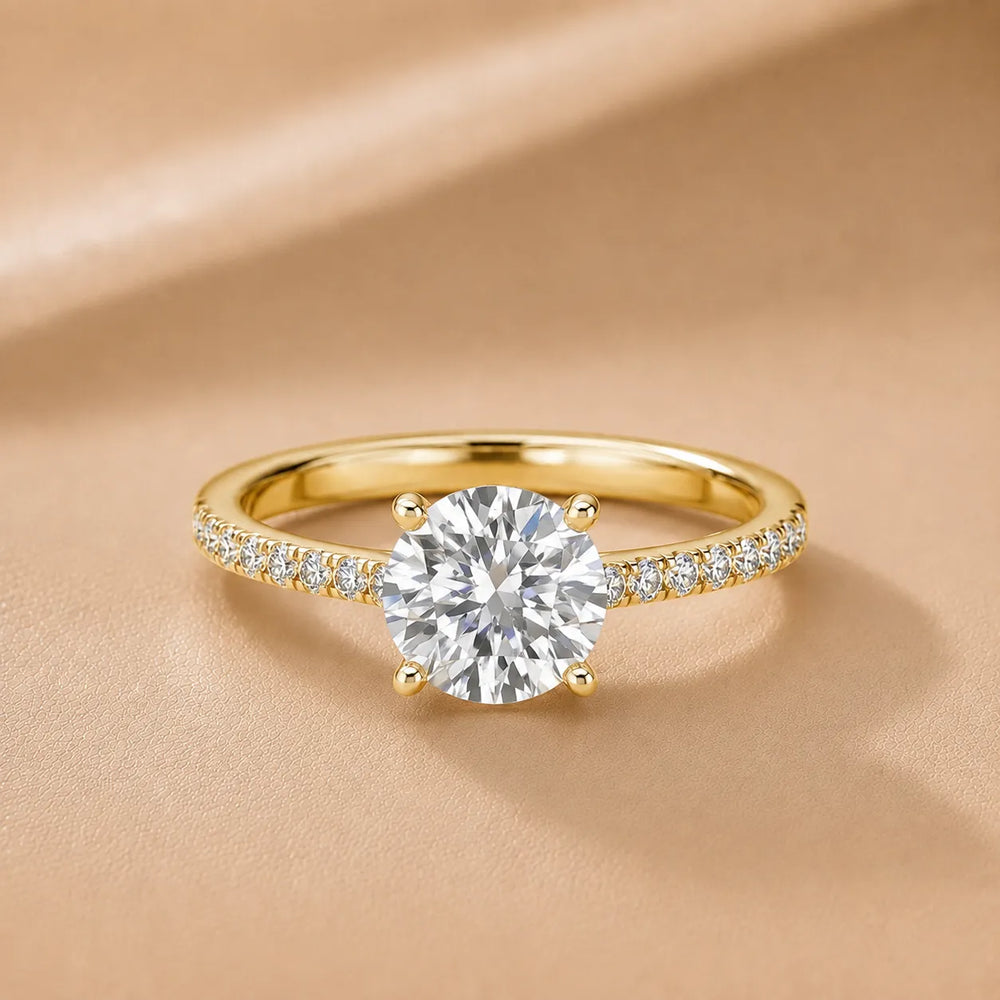 Delicate Pavé Accent Solitaire Ring