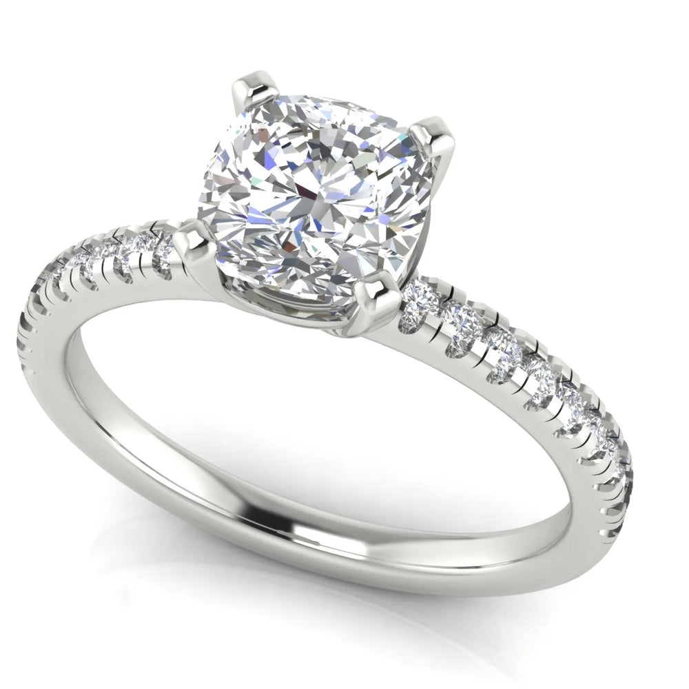 Delicate Pavé Accent Solitaire Ring