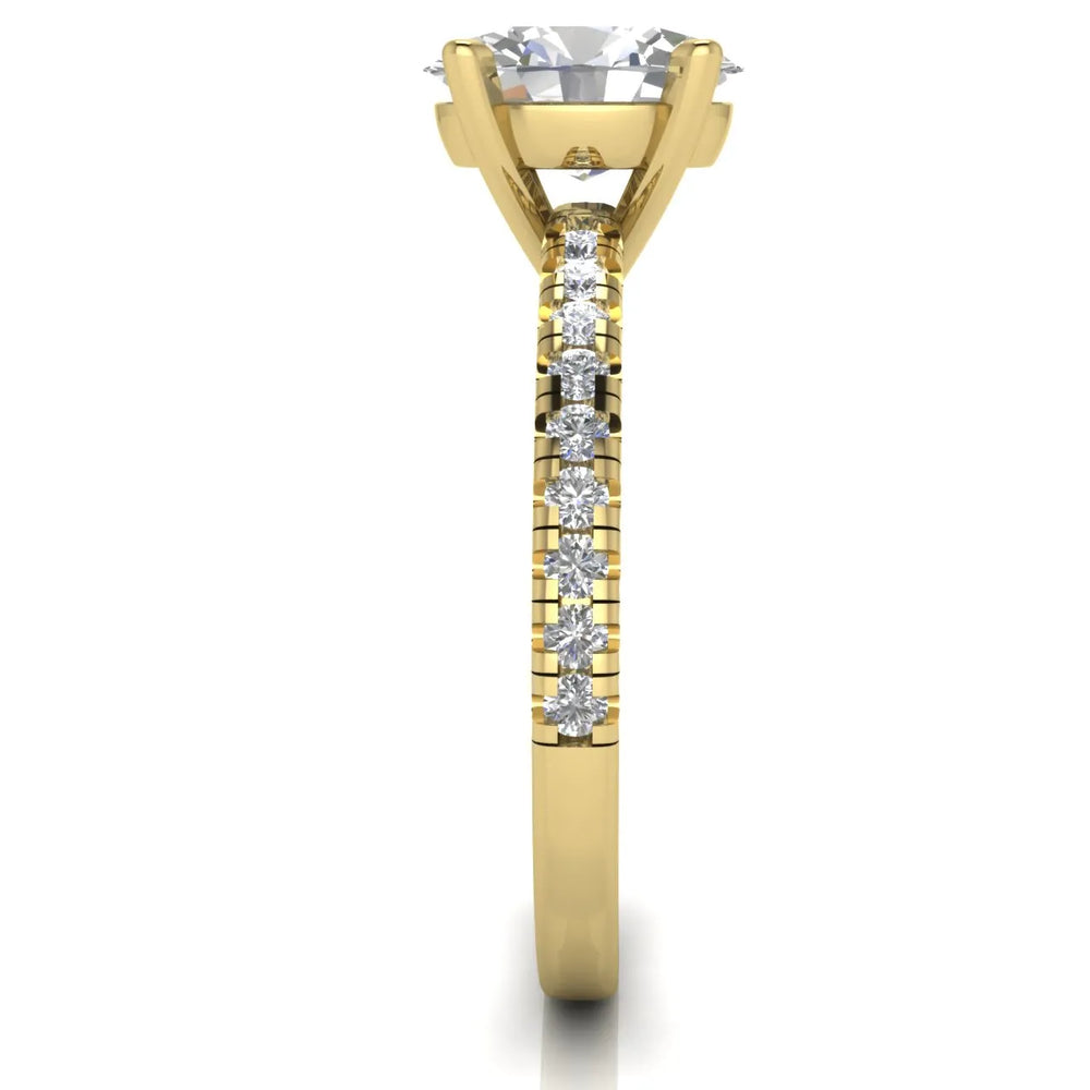 Delicate Pavé Accent Solitaire Ring