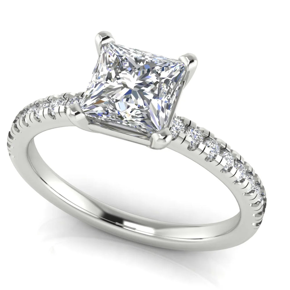 Delicate Pavé Accent Solitaire Ring